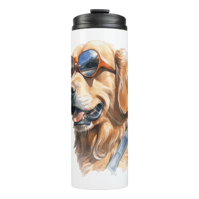 Termo Golden Retriever con gafas de sol (Anverso)
