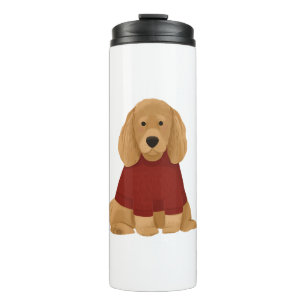 Termo Golden Retriever con suéter rojo