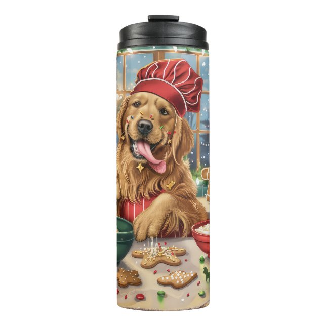 Termo Golden Retriever Holiday Baking: Navidades festivo (Anverso)