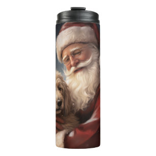 Termo Goldendoodle con Navidades festivos de Santa Claus