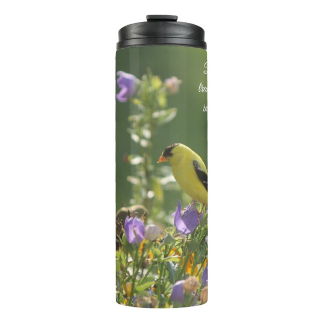 Termo Goldfinch en una flor harebell (Anverso)