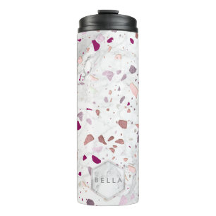 Termo GOLPE ROSA de PixDezines TERRAZZO, PLATA BURGUNDA