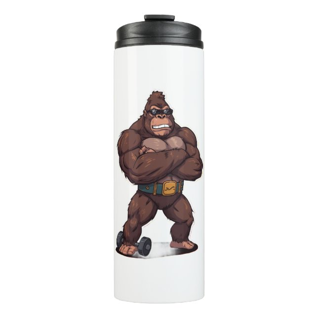 Termo Gorilla Bodybuilder Weight Lifter Pop Art Cartoon (Anverso)