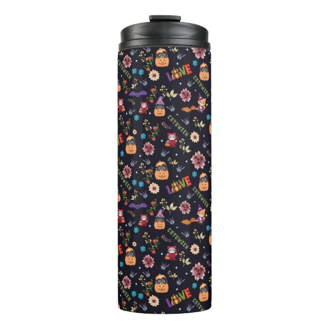 Termo Gorra morado divertido Catoween, calabaza Naranja  (Anverso)