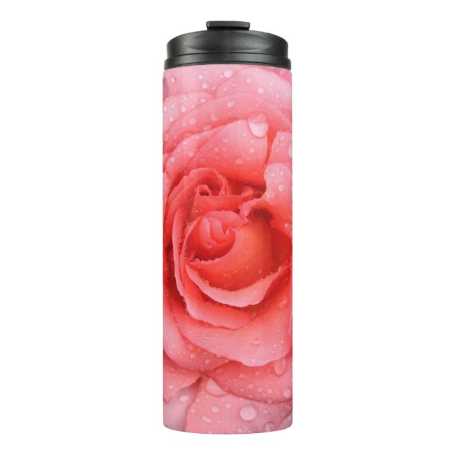 Termo Gotas de Agua de Rosa Rosa Romántica (Anverso)