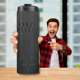 Termo Grabado en relieve de negocios de cuero negro vega