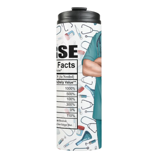Termo Graciosa Enfermera Masculina Hechos Nutricionales  (Anverso)