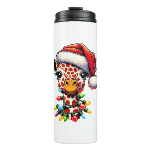 Termo Graciosa Giraffe Retro Amante de la vida navideña 