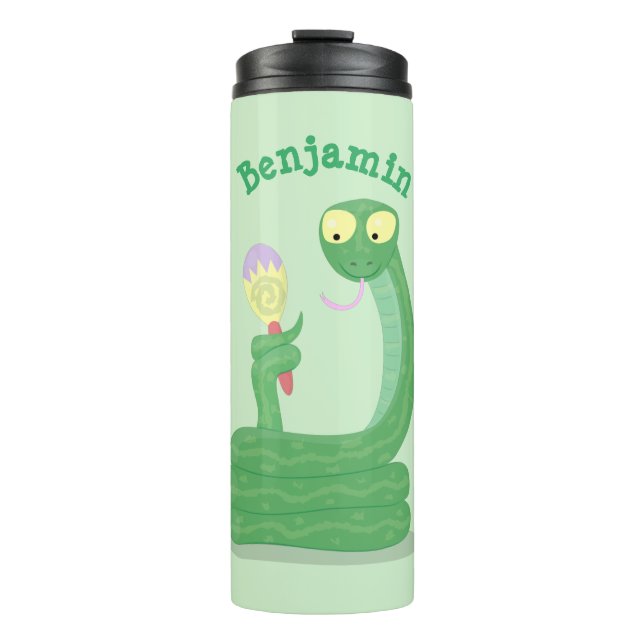 Termo Graciosa serpiente verde con maraca personalizado (Anverso)