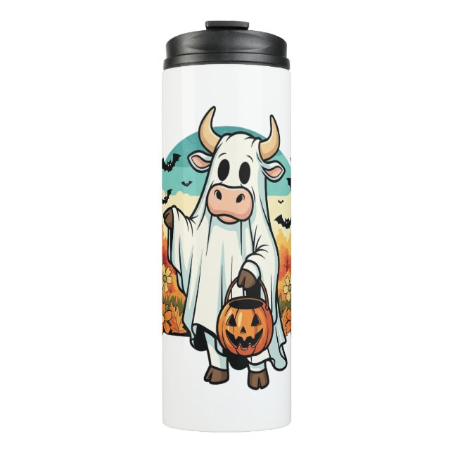 Termo Graciosa vaca fantasma de Halloween (Anverso)