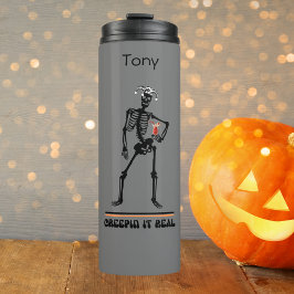 Termo Gracioso Creepin It Real Skeleting Beber Halloween