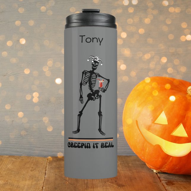 Termo Gracioso Creepin It Real Skeleting Beber Halloween (Subido por el creador)