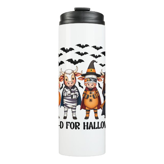 Termo Gracioso Highland Cow Moo-d para Halloween (Anverso)
