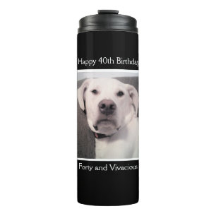 Termo Gracioso perro blanco malhumorado 40 cumpleaños ne