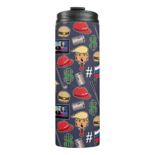 Termo Gracioso Trump, hamburguesas, golf, Rusia, noticia