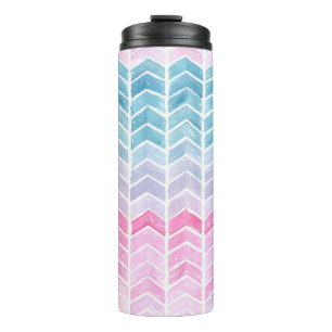 Termo Gradiente Chevron: Patrón Herringbone de acuarela.