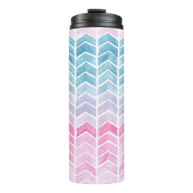 Termo Gradiente Chevron: Patrón Herringbone de acuarela. (Anverso)