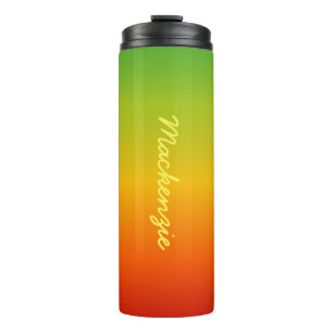 Termo Gradiente Rojo Amarillo Verde Tropical con Tu Nomb