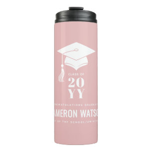 Termo Graduación personalizada moderna con sombrero y bo