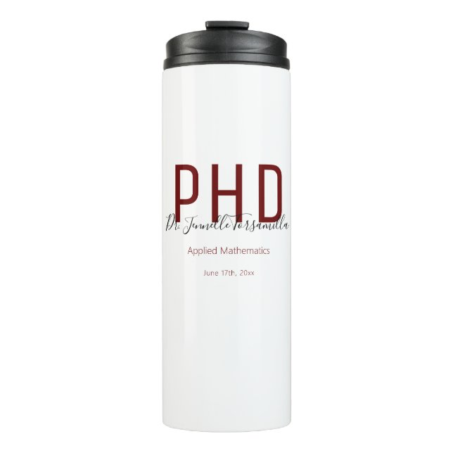 Termo Graduado Keepsake Burgundy Black Name Degree PhD (Anverso)