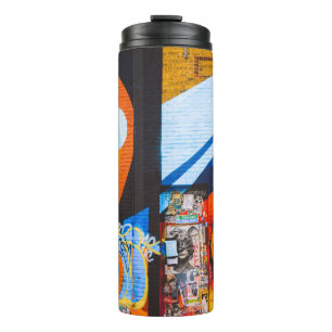 Termo Graffiti azul y naranja