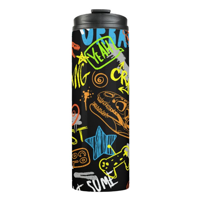 Termo Graffiti de niños: La mano dibuja la frialdad (Anverso)