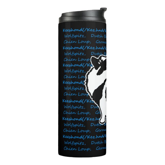 Termo Gráficos Keeshond - Arte original de perro curado (Rotado hacia la izquierda)