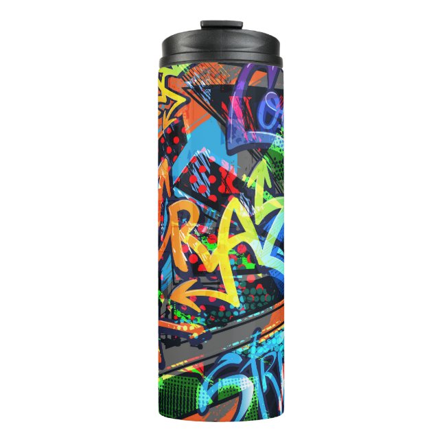 Termo Grafiti brillante, diseño gráfico urbano. (Anverso)