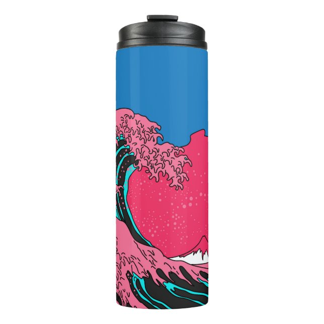 Termo Gran ola en estilo de arte pop de vaporwave. Ver e (Anverso)