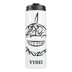 Termo Gran tiburón blanco y negro tribal