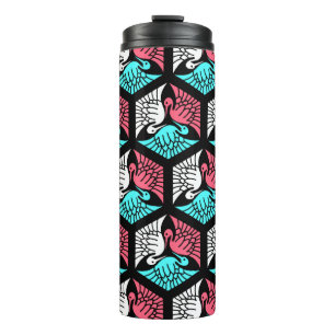 Termo Gránas japonesas, coral, turquesa y negro