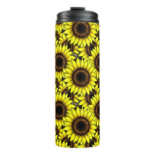Termo Grandes girasoles amarillos dorados