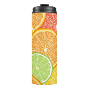 Termo Grapefruit y fondo abstracto naranja.