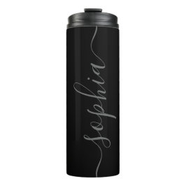 Termo Gray Script Personalizable Name Thermal Tumbler