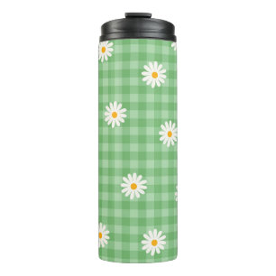 Termo Green Daisy Plaid Gingham Check Flower Pattern
