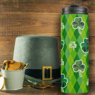 Termo Green Plaid irlandés con Shamrock St Patrick