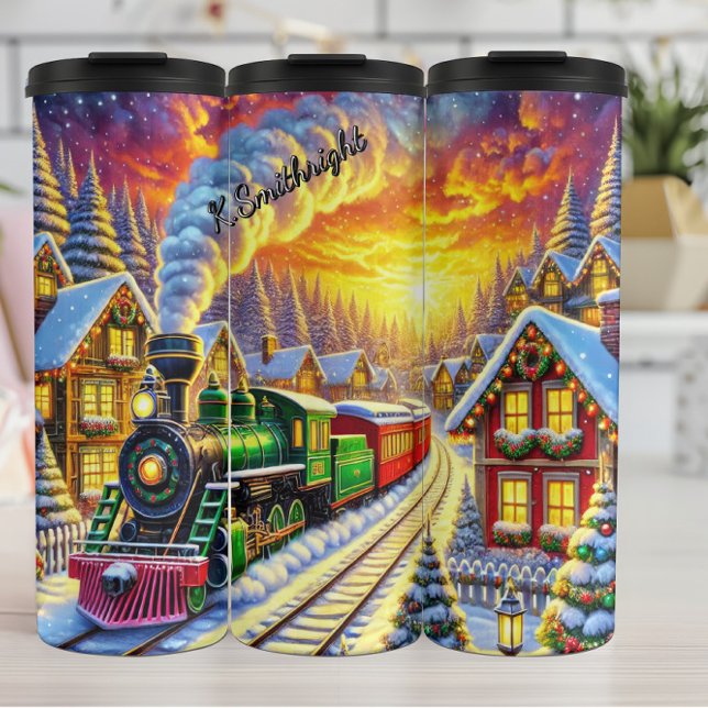 Termo Green Red Christmas Train Village Sunset (Subido por el creador)