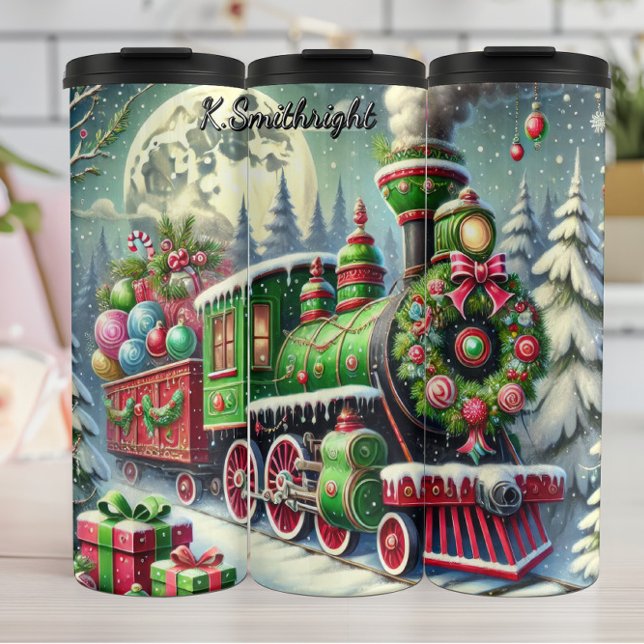 Termo Green Red Festive Train Moonlit Gifts (Subido por el creador)