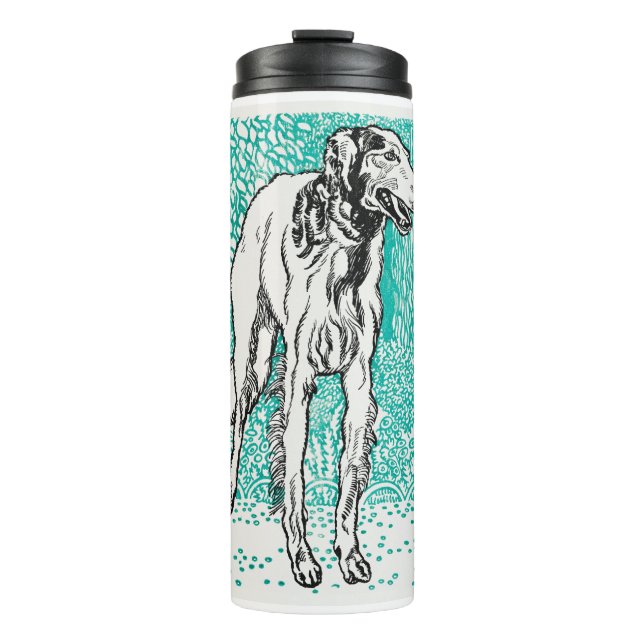 Termo Greyhound, frente al Ilustracion negro, de Moriz J (Anverso)