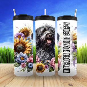 Termo Griffon alámbrico con flores de girasol