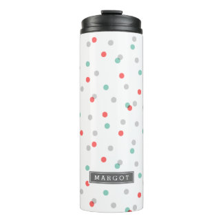 Termo Gris Aqua y Coral Confetti Dosis Monograma