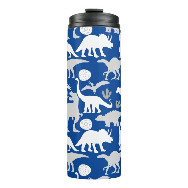 Termo Gris Dino Pattern L Blue BG (Anverso)