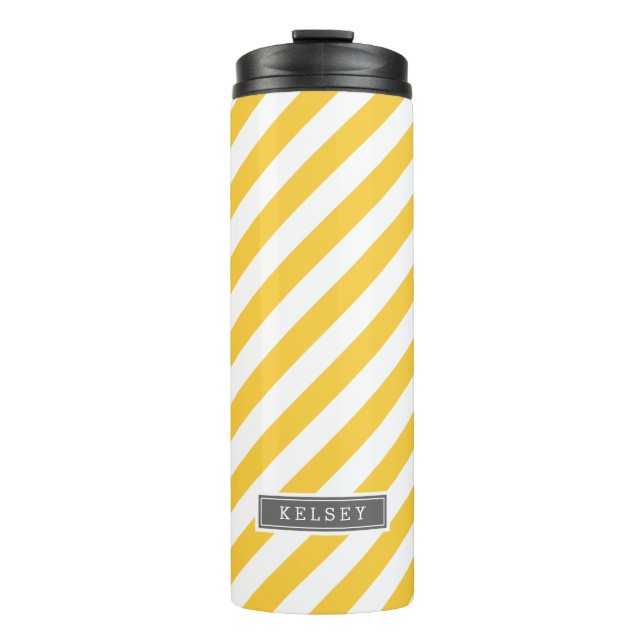 Termo Gris y Amarillo de las franjas de perrito Monogram (Anverso)