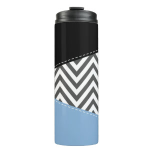 Termo Gris Zigzag, Gris Chevron, Zigzag Pattern, Azul
