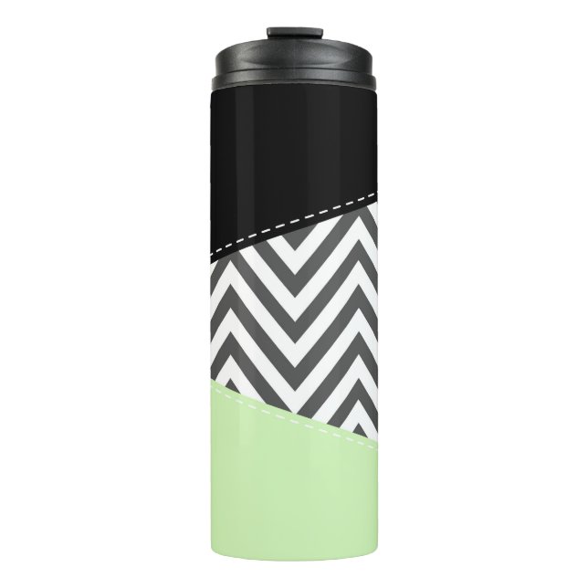 Termo Gris Zigzag, Gris Chevron, Zigzag Pattern, Mint (Anverso)