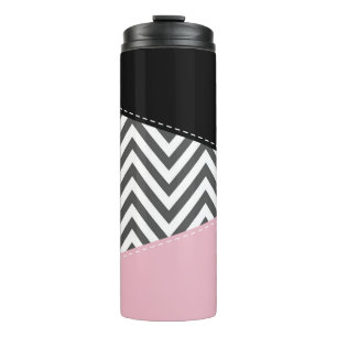 Termo Gris Zigzag, Gris Chevron, Zigzag Pattern, Rosa