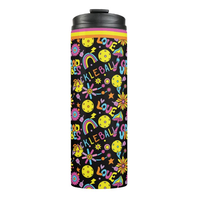 Termo Groovy, años 90 retro, negro (Anverso)