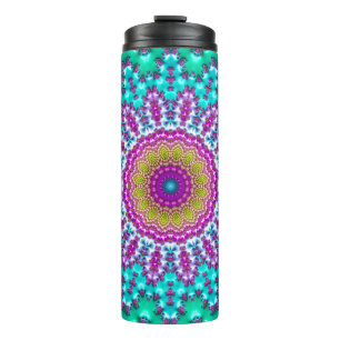 Termo Groovy Colorful Jewel Tone Boho Fractal Mandala