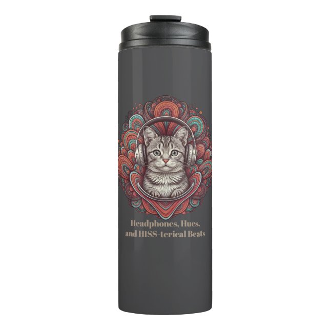 Termo Groovy Kitty Vibe Tumbler - Pestaña Plata (Anverso)