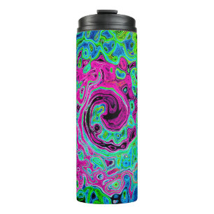 Termo Groovy rosa caliente y azul Resumen Swirte retro